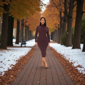 Elegant Plum Long Sleeve Dress